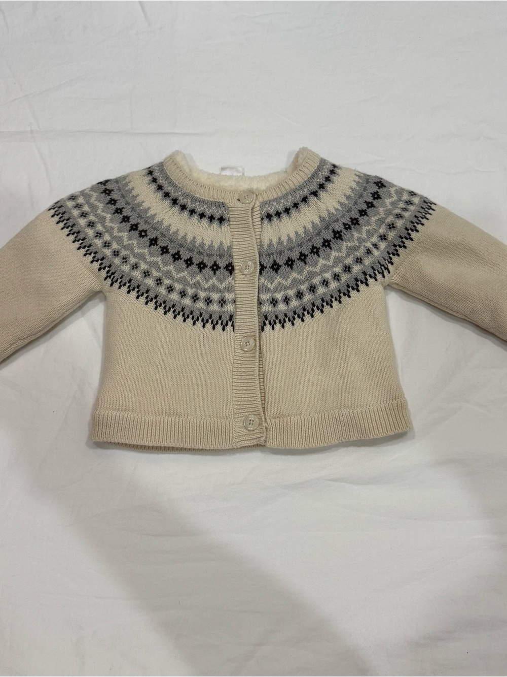 GAP Cream Fair Isle Button-Up Cardigan